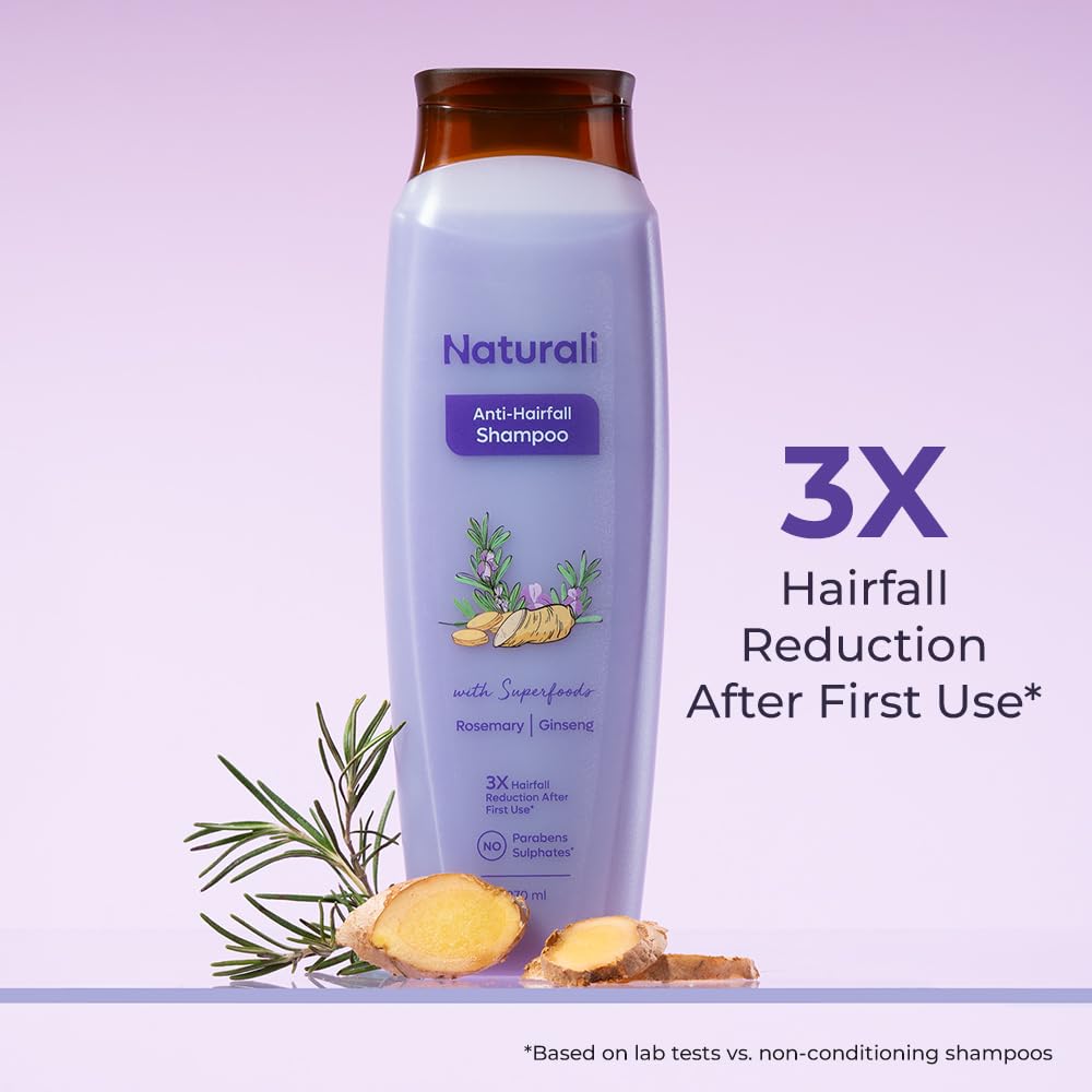 Naturali Anti Hairfall Shampoo + Hairfall Arrest Conditioner | 3x Lesser Hair Breakage | Promotes Hair Growth | Controls Frizz | Onion Shampoo | Sulphate & Paraben Free | 200ml+180ml