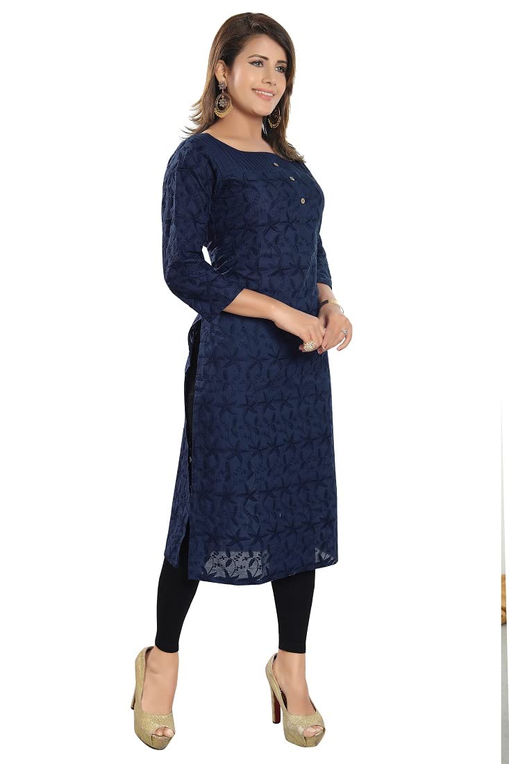 DARIKA Present Pure Chickari Cotton White Colour Kurti for Women All Small & Plus Size.