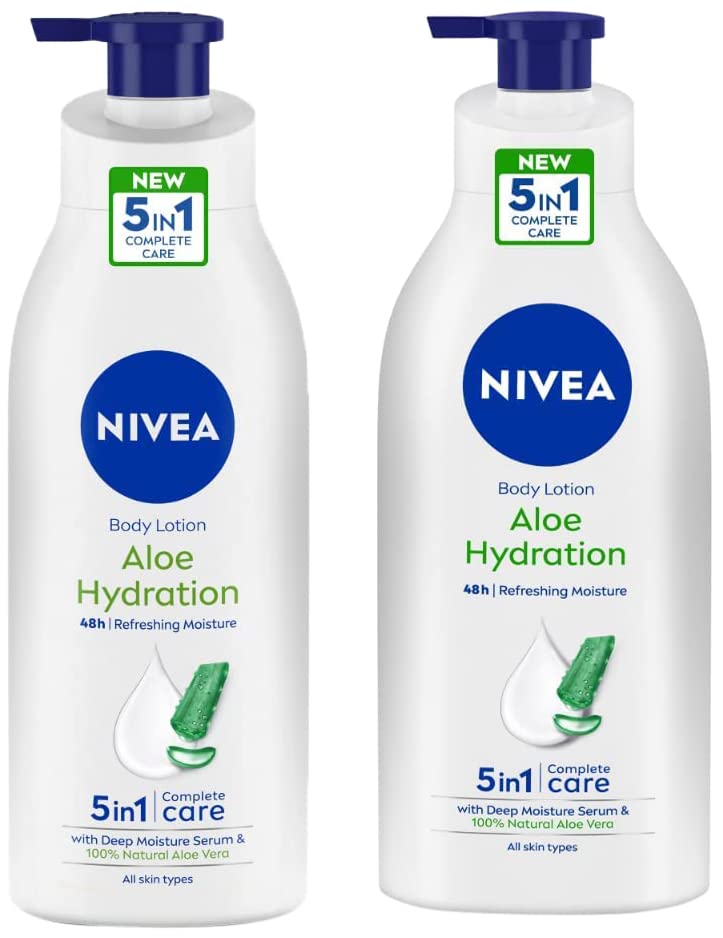 NIVEA Body Lotion, Aloe Hydration, with Aloe Vera for Instant Hydration in Summer, 600 ml & NIVEA Body Lotion, Aloe Hydration, with Aloe Vera for Instant Hydration in Summer, 400 ml