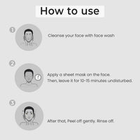 O3+ ALPHA MEN Energy White Charcoal Face Sheet Mask 30g with Charcoal & Hydrating Hyaluronic to Purify & Brighten Skin