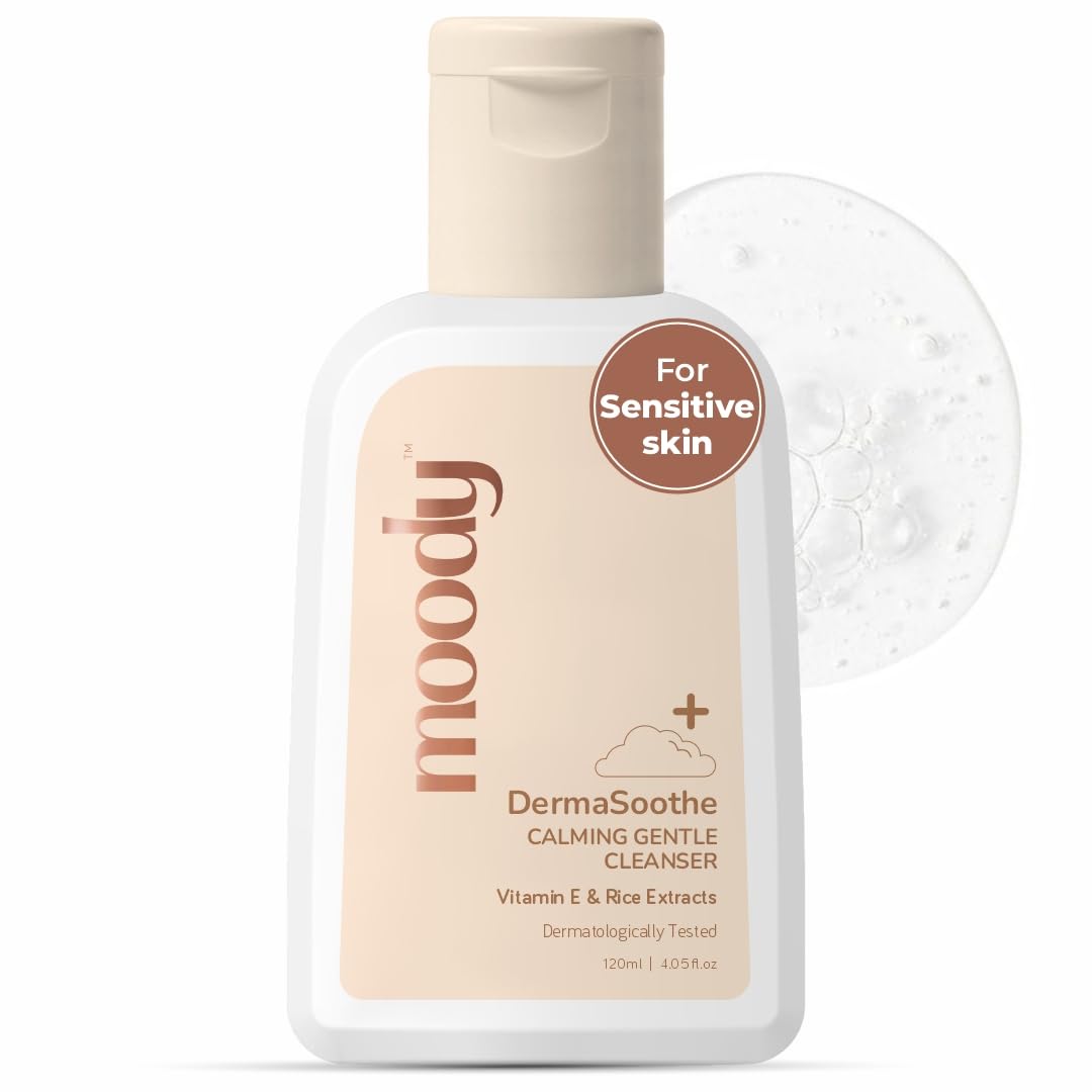 Moody Derma Soothe Barrier Repairing Face Wash Cleanser With Ceramide, Vitamin E & Rice Extract | Face Wash For Combination Skin | Sensitive Skin Face Wash | Glowing Skin | Suitable For All Skin 120 ml