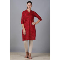 in. fuse by Shoppers Stop Mandarin Neck Printed Cotton Women Straight Fit Kurta