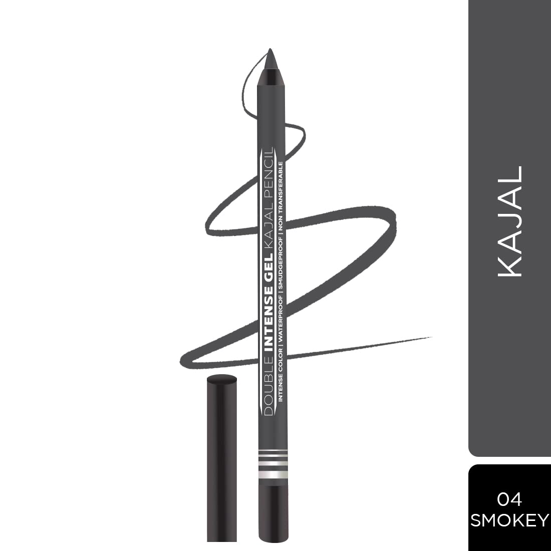 Seven Seas Double Intense Non Transfer Gel Kajal | Long Stay | Smooth One Stroke Application | Intense Color Pay Off | Soft Blendable Formula | Smudge Proof | Water Proof With Sharpener (Smoky)