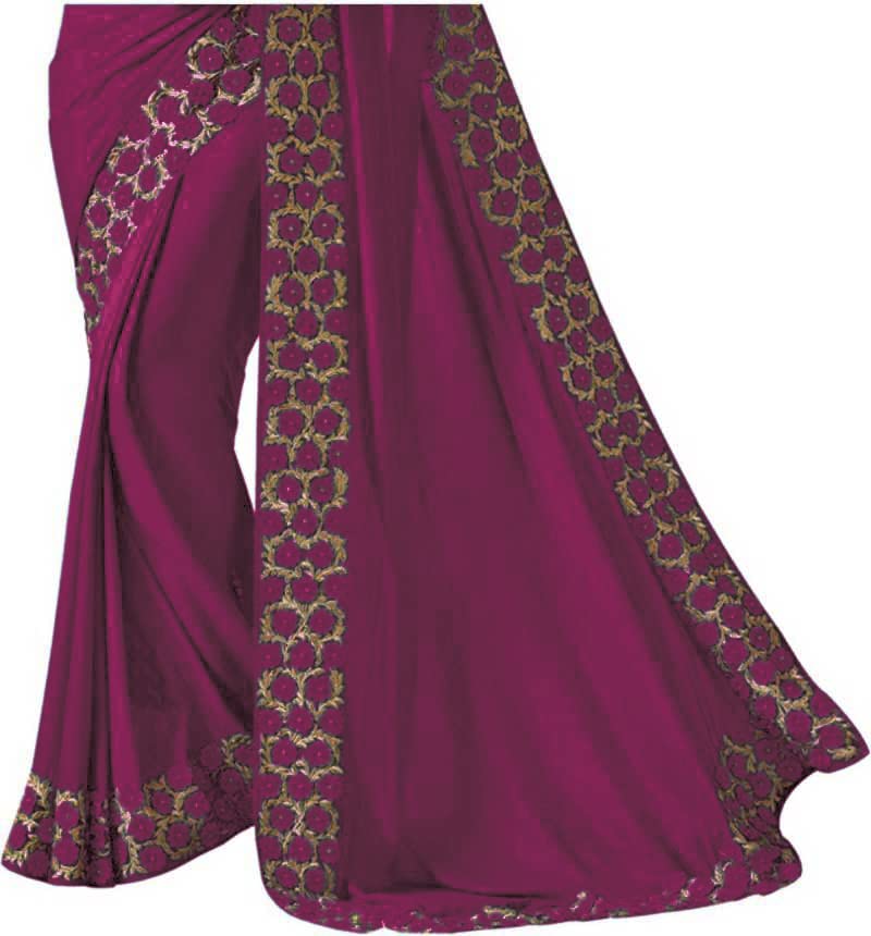 Nivah Fashion Women's  Silk Embroidery Beads Border Work Saree With Blouse Piece