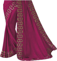 Nivah Fashion Women's  Silk Embroidery Beads Border Work Saree With Blouse Piece