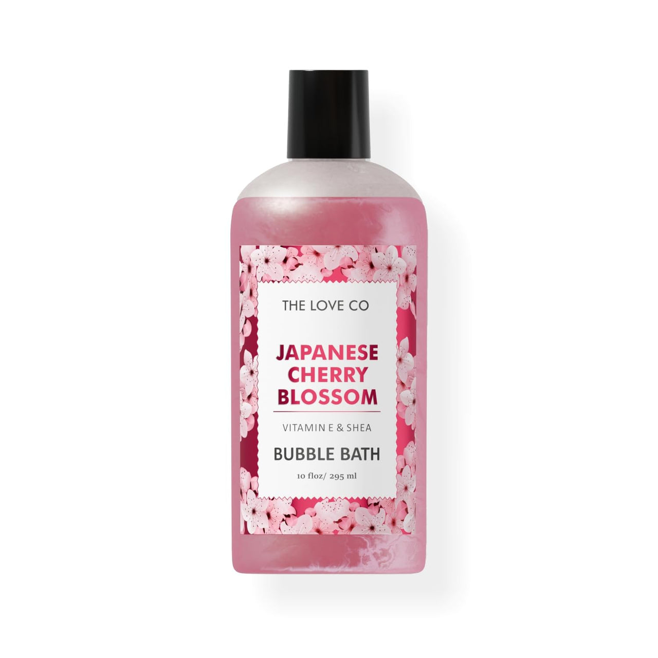 THE LOVE CO. Luxury Japanese Cherry Blossom Bubble Bath - Aromatherapy Soap and Bath Oil with Epsom Salt for Dry Skin - Moisturizing and Soothing - Suitable for All Ages and Sensitive Skin - Luxury Bubble Bath for Self-Care - 295ml