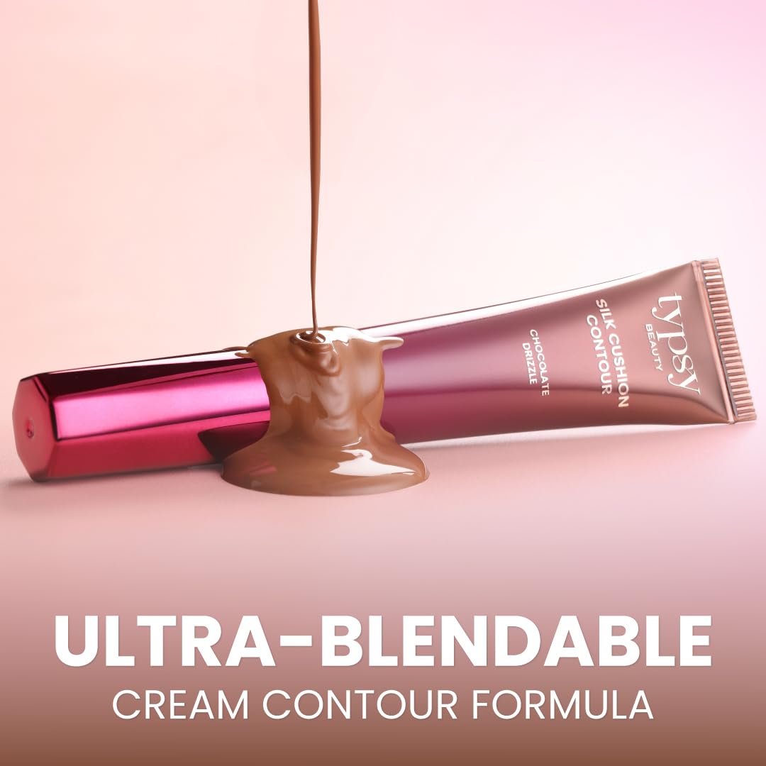 Typsy Beauty | Silk Cushion Liquid Bronzer Contour Wand -Chocolate Drizzle | Hyaluronic Acid & Vit E | Cushion Tip Applicator | Formulated in Italy | 15ml