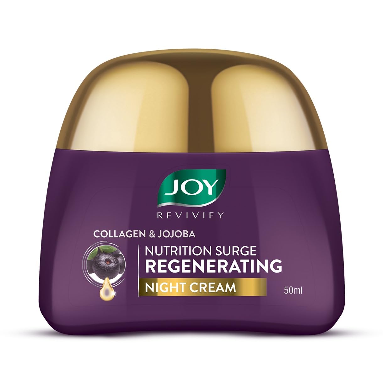 Joy Night Cream with Collagen, Jojoba, Shea Butter & Gotu Kola For Overnight Skin Repair | Ultra Light & Non Greasy Face Cream for Renewing Tired Skin & Prevent Premature Ageing 50ml