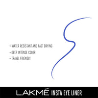 Lakmé Insta Liquid Eye Liner, Blue, Long Lasting Waterproof Liner with Brush for Even Strokes - Smudge Proof Eye Makeup, Does Not Fade, 9 ml (Pack of 2)