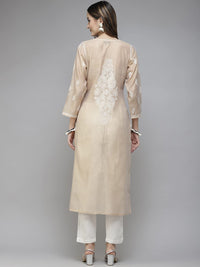 Ada Hand Embroidered New Lucknowi Chikankari Chanderi Kurta Kurti for Women A411175