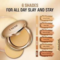 LAKMÉ 9 To 5 Primer With Matte Powder Medium Coverage All Skin Foundation Compact, Silky Golden, 9G