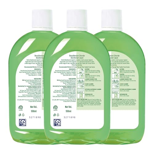 Dettol Liquid Disinfectant Lime Fresh, 550ml - Pack of 3