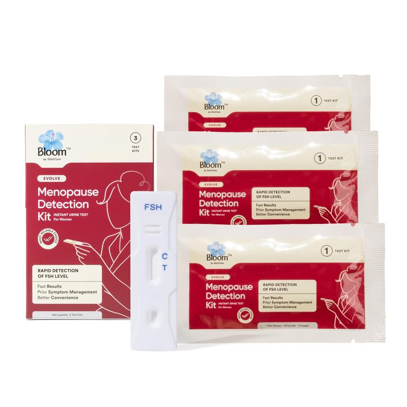 Bloom Menopause Detection Kit | 3 Test Kits (Pack of 1) | For Menopause Symptoms like Breast Pain, Hot Flashes & Irregular Periods | Rapid Detection of FSH Levels | Home-Based Urine Test Kit |