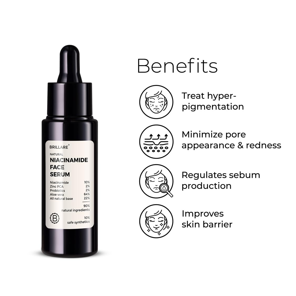 BRILLARE 10% Niacinamide Serum for Smooth, Glowing Skin 30 ml