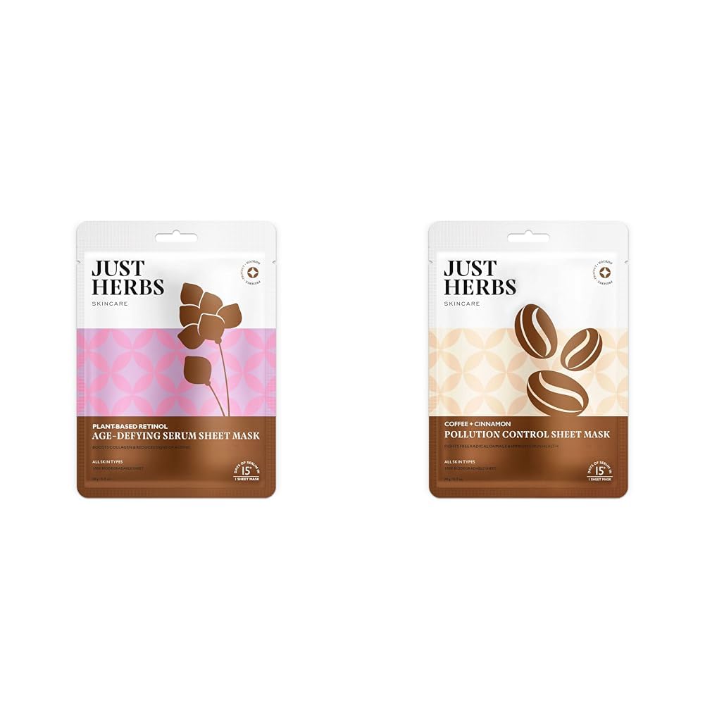 Just Herbs Sheet Mask Glowing Skin Serum Masks & Sheet Mask Glowing Skin Serum Masks Combo, Pack Of 1