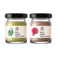 Brillare Rose Face Wash | Anti Ageing Skin | Sandalwood & Coconut Face Wash for Hydration| 15g & Brillare Neem Face Wash | for Acne & Pimples | with Bergamot for Clear Skin| 15g Combo