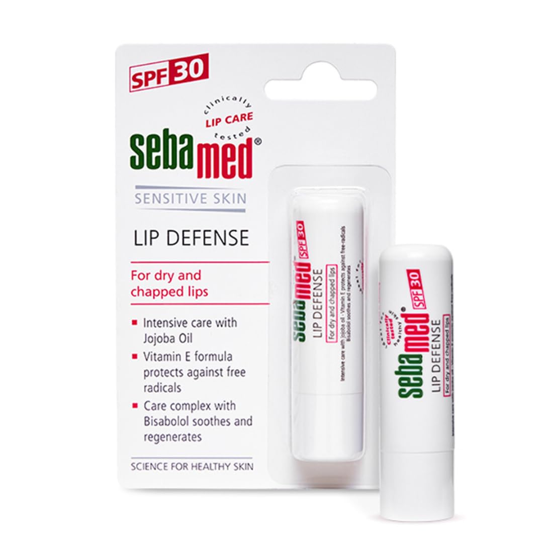 SebaMed Lip Defense Lip Balm With Spf 30 + Vit E | Regenerates Dry, Chapped Lips | Intensive Care With Vit E, Jojoba Oil & Chamomile |Clinically Tested | For Men & Women, 4.8 Gm, White