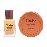 Dazller Face Combi Pack (Honey R31) : Moisturizing Liquid Makeup (Tinted Finish), 27mL + Face Powder (Soft Finish), 30g, Lightweight, with Added Sunscreen, Skin-Friendly Ingredients, Paraben-Free, 100% Vegan, Perfect Everyday Wear
