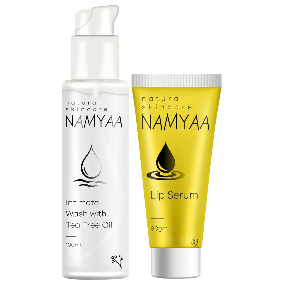 Namyaa Natural Lip Serum/Balm/Lightener/Moisturizer For Lip Lightening/Brightening/Toning/Moisturizing, 30 g And Namyaa Intimate Hygiene Wash For Men/Women With Tea Tree Extracts, 100 ml