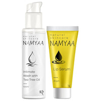 Namyaa Natural Lip Serum/Balm/Lightener/Moisturizer For Lip Lightening/Brightening/Toning/Moisturizing, 30 g And Namyaa Intimate Hygiene Wash For Men/Women With Tea Tree Extracts, 100 ml