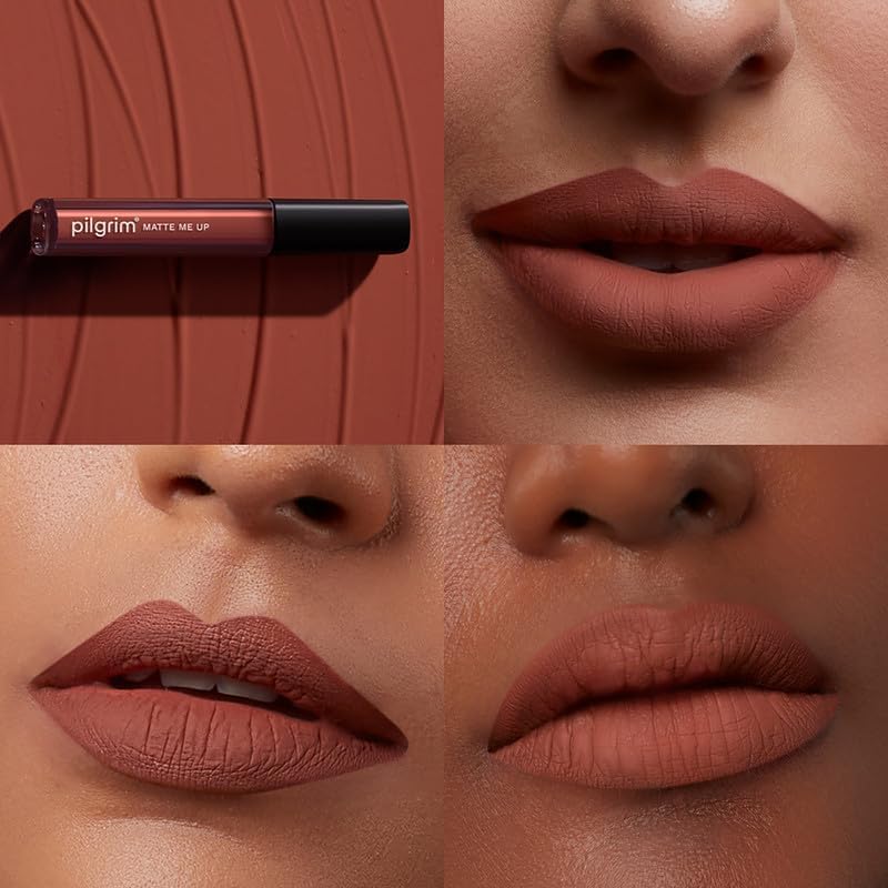 Pilgrim Liquid Matte Lipstick - Nude Obsessed | Lipstick for Women with Hyaluronic Acid & Spanish Squalane | Transferproof, Long Lasting & Non Drying with Hydrating Ingredients 3gms