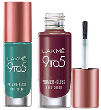 Lakmé 9 To 5 Primer + Glossy Finish Nail Colour & 9 To 5 Primer + Glossy Finish Nail Colour Combo, 6 Ml