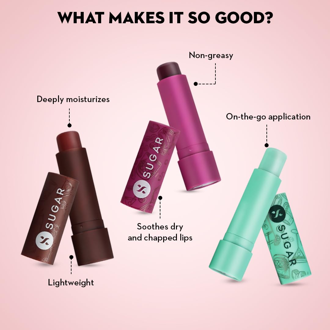 SUGAR Cosmetics Tipsy Lip Balm For Dry & Chapped Lips With Vitamin E, Shea Butter And Jojoba Oil|Lip Protection & Nourishment|Lipbalm With Spf|4.5Gm - 04 L.I.I.T, Multicolor