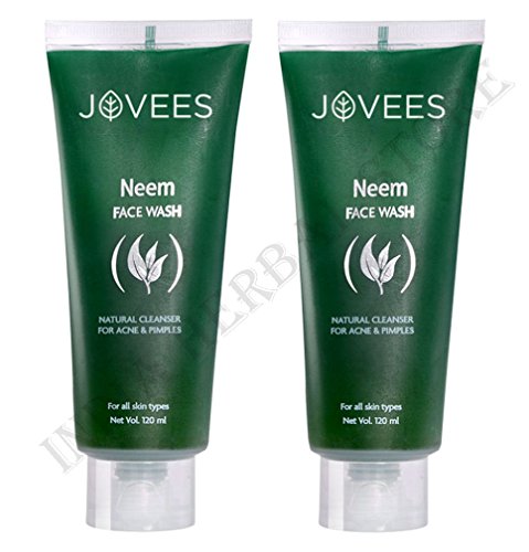 Jovees Herbal Neem Face Wash With Neem & Tea Tree Extracts | For Oily & Acne Prone Skin | Oil Control, Remove Impurities, Prevents Pimples | For Men & Women 120 ML (Pack of 2)