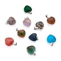 FASHEWELRY 50pcs Heart Shaped Stone Pendants Healing Chakra Crystal Gemstone Rock Charms Random Mixed Bulk for Valentine's  Day Gift Jewelry Making Hole: 2x7mm 1-Mixed Color-Heart-Random 50pcs