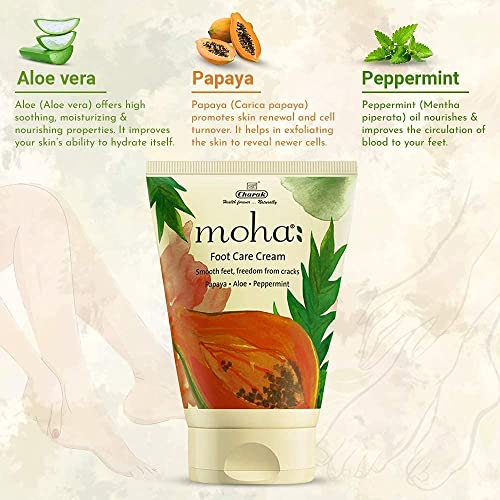 moha: Foot Cream For Rough, Dry and Cracked Heel, Feet Cream For Heel Repair With Benefits Of AleoVera, Papaya & Peppermint (50 g (Pack of 1))