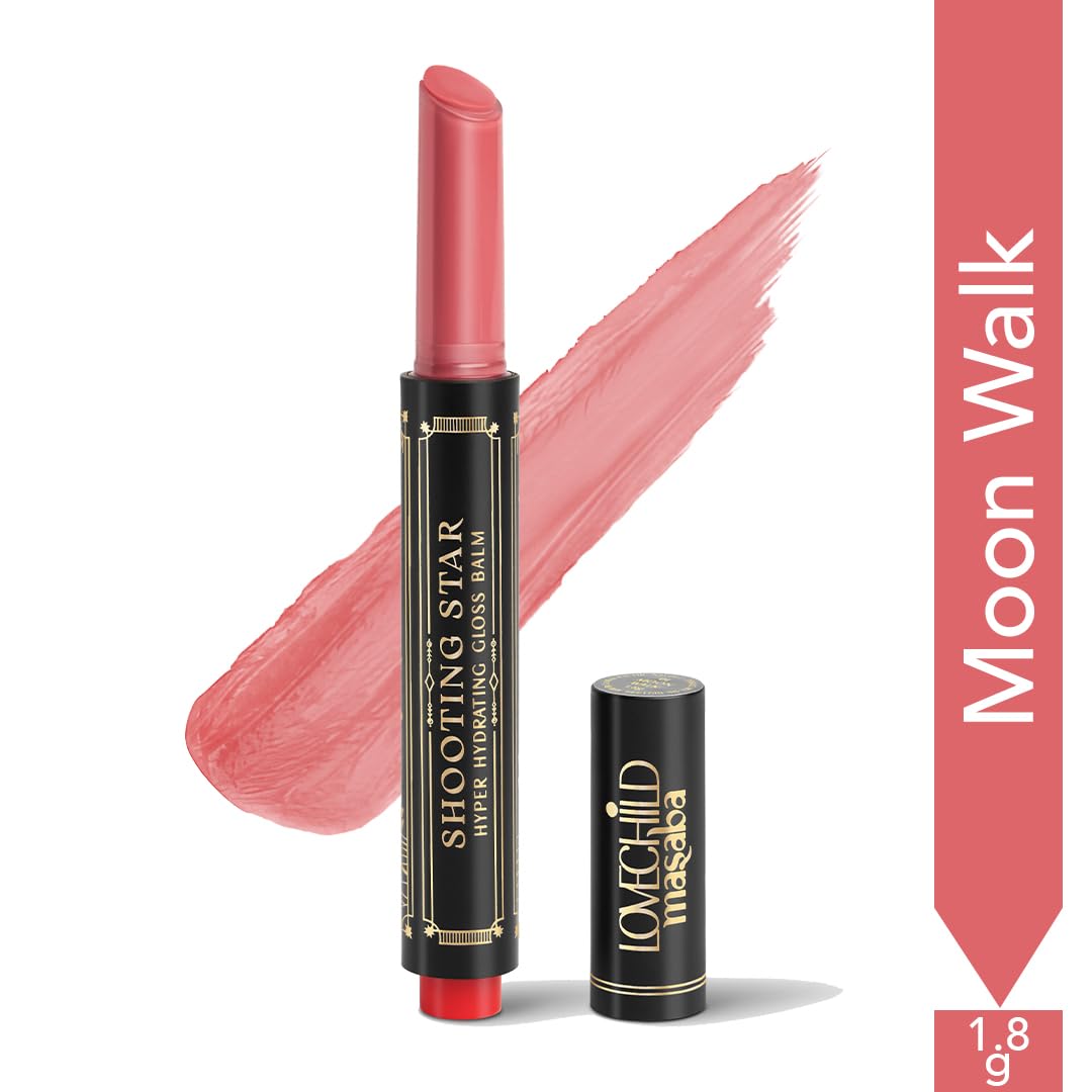 LoveChild Masaba Hyper Hydrating Gloss Balm Stick (Pink Nude) | 3-in-1 Plumping Lip Gloss Balm For High Shine | Enriched with Peptide, Squalene & Jojoba For Hydration | Moon Walk, 1.8g