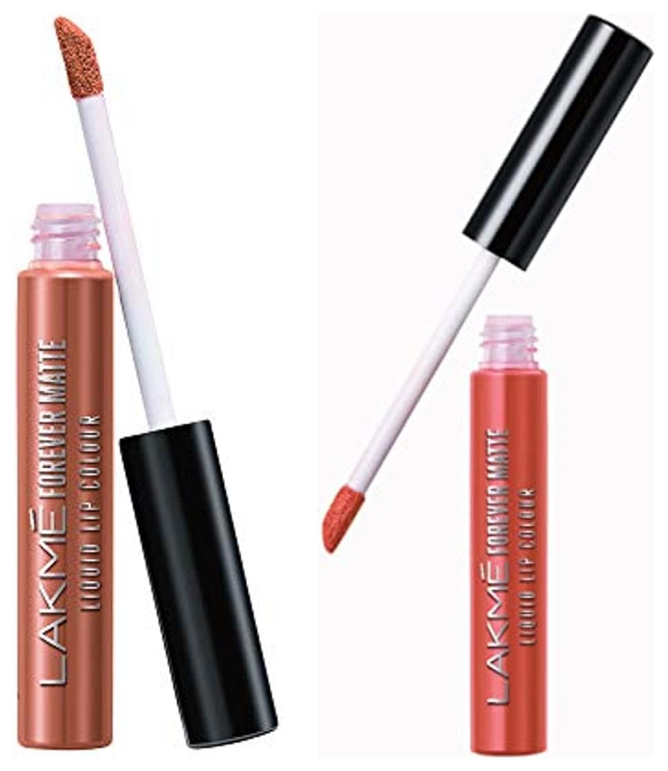 Lakmé Forever Matte Liquid Lip Colour, Nude Latte, 5.6ml & Lakmé Forever Matte Liquid Lip Colour, Orange Tango, 5.6 ml