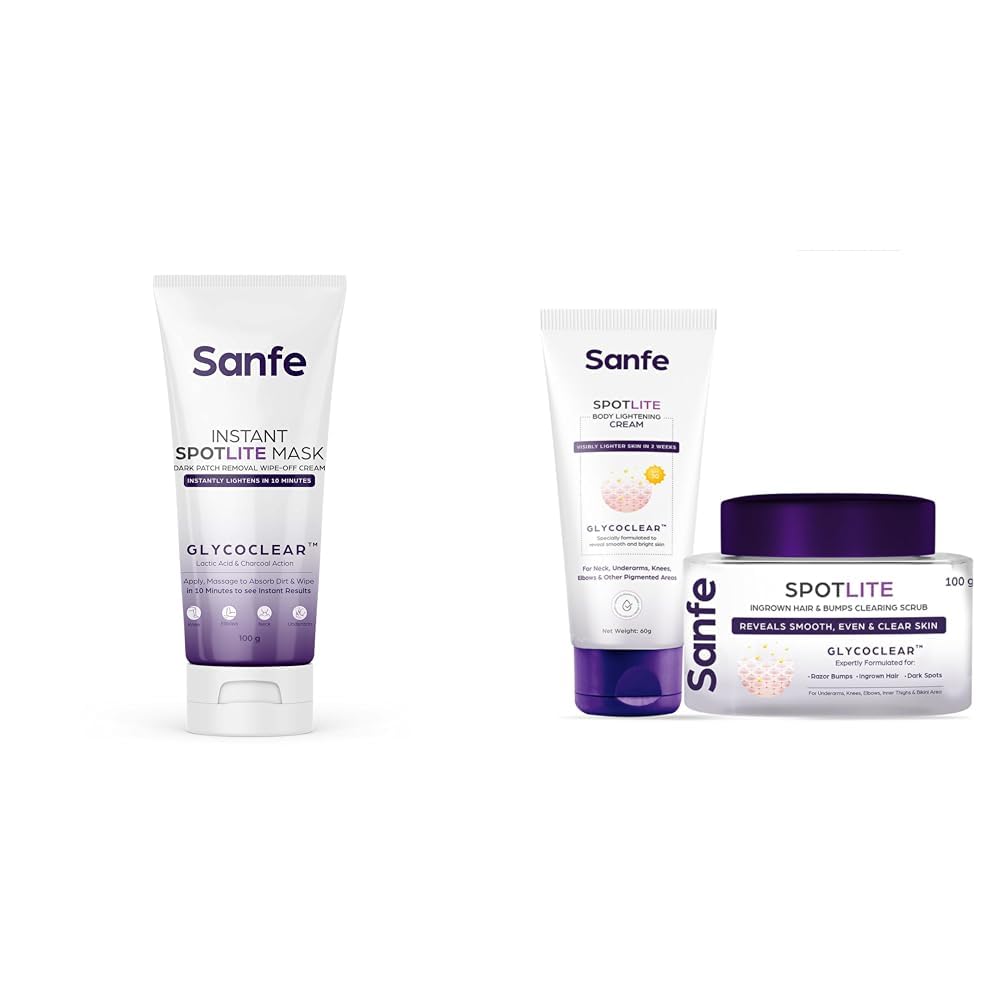 Sanfe Instant Spotlite Mask For Dark Underrams Neck & Body 2 Steps Spotlite Kit For Dark Underarms Bikini Neck Knees & Elbows Spotlite Cream & Scrub
