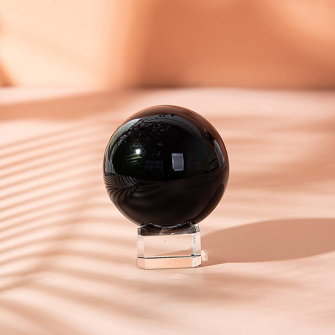 LONGWIN 40mm(1.6 inch) Solid Mini Fengshui Crystal Ball Healing Crystals(Black) Black