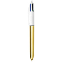 BIC 4 Color Shine Ball Pens Medium Points (1.0 mm) with Metallic Rose Gold, Silver and Gold Barrels - Pack of 3