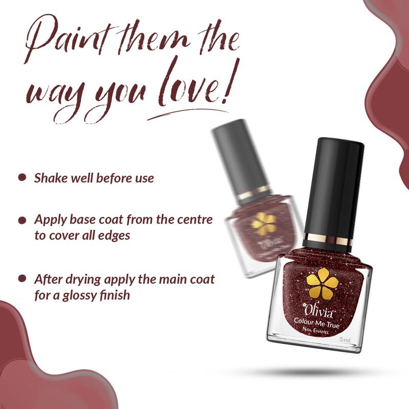 Olivia Nail Paint for Glossy Finish - 5ml (2 Sparkly Violet)