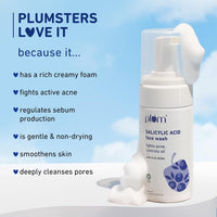 Plum 1% Encapsulated Salicylic Acid Foaming Face Wash | Fights Active Acne, Blackheads & Breakouts | with Glycolic Acid & Fruit AHAs | All Skin Types | Creamy Face Cleanser for Women & Men | 110ml
