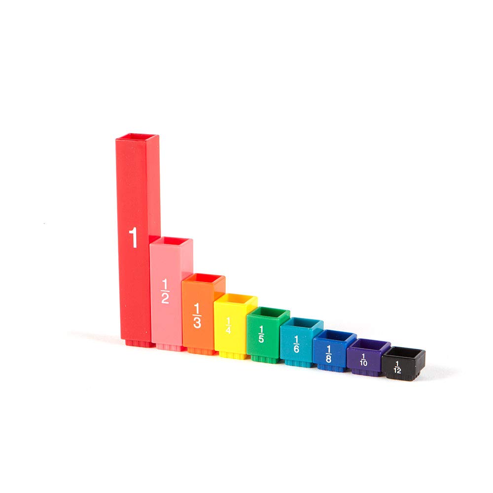 hand2mind Plastic Rainbow Fraction Tower Cubes Montessori Math Materials for Kids to Learn Fraction Equivalence Math Manipulatives 4th Grade Fraction Cube, Homeschool Supplies (Set of 51)