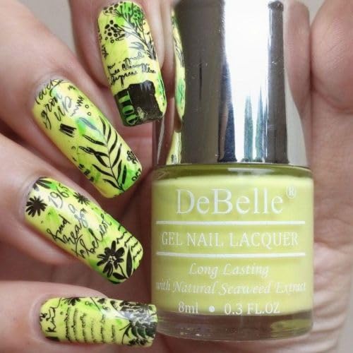 DeBelle Gel Nail Polish Lemon Tart (Lemon Yellow)|Non UV - Gel Finish |Chip Resistant | Seaweed Enriched Formula| Long Lasting|Cruelty and Toxic Free| 8ml Glossy Finish