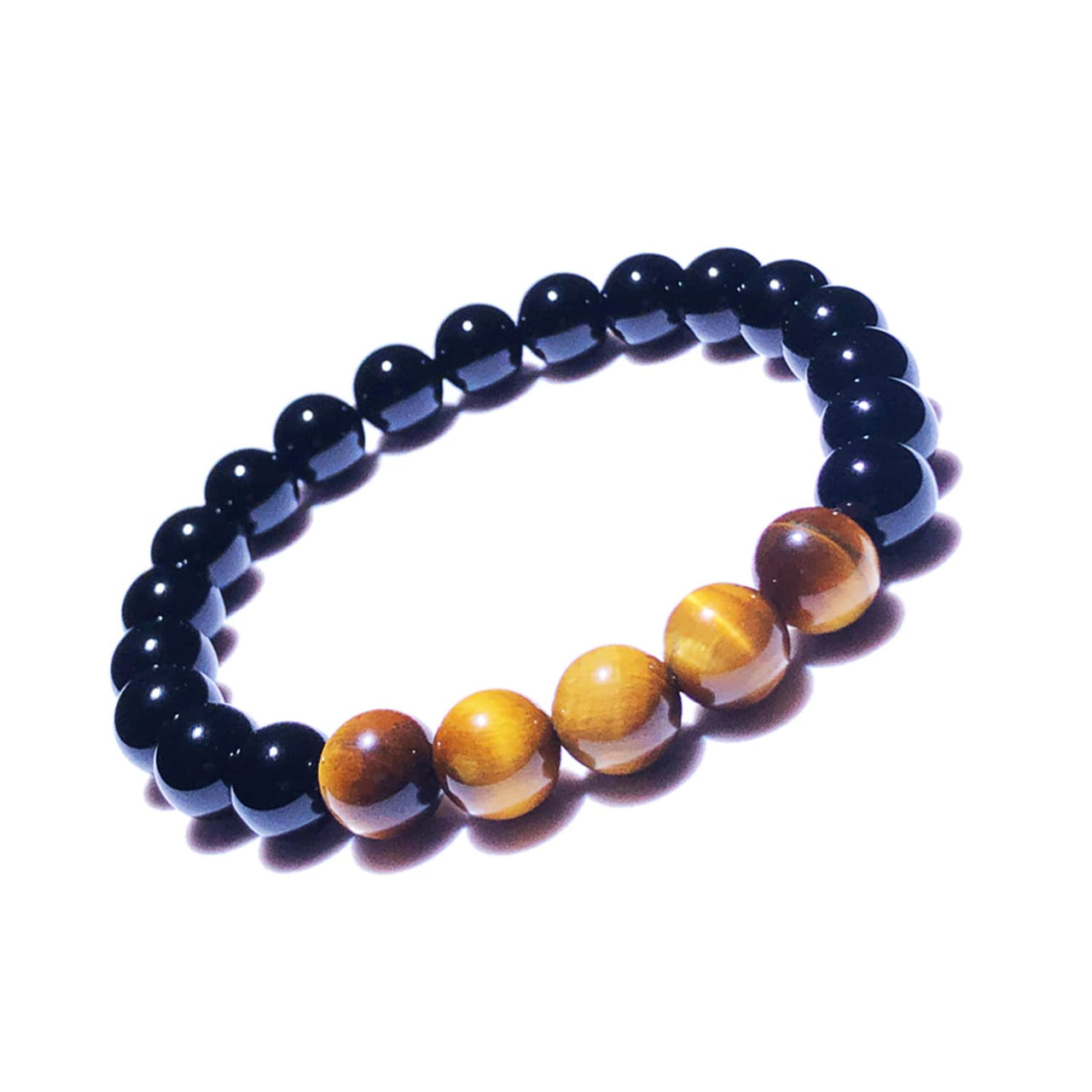 Dczosily Triple Protection Bracelet Natural Tiger's  Eye Hematite Agate Stone Bracelet for Men Women Crystal Jewelry Healing Bracelets Bring Luck and Prosperity (8mm, Double Protection Bracelet) 8mm