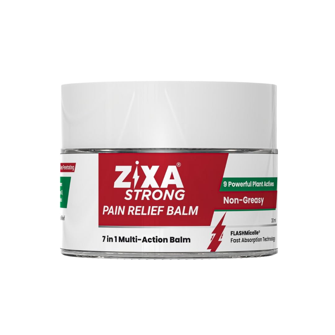 ZIXA Strong Pain Relief Balm - Non-Greasy Cream, 7-in-1 Multi-Action Formula with Aromatherapy | Fast-Absorbing | Natural with Micelle Technology for Headache, Joint, Muscle, and Back Pain | 30ml (Pack of 1)