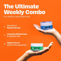 MANETAIN Ultimate Bond Repair & Moisture Therapy Duo – 2 x 100gm | Bond-Building & Hydrating Deep Conditioning Treatment | FiberHance, Plant-Based Keratin, Algae Oil & Hyaluronic Acid | Frizz Control, Curl Definition & Damage Repair | Sulphate & Paraben-F
