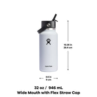 Hydro Flask Stainless Steel Wide Mouth Water Bottle with Flex Straw Lid and Double-Wall Vacuum Insulation Indigo 32 Oz