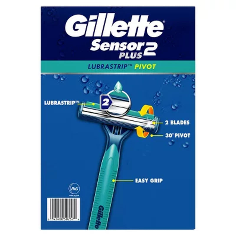 Gillette Sensor2 plus Lubrastrip Pivoting Head Disposable Razors, 52 Ct.