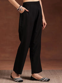 Monochrome Printed Silk Blend Straight Suit with Dupatta