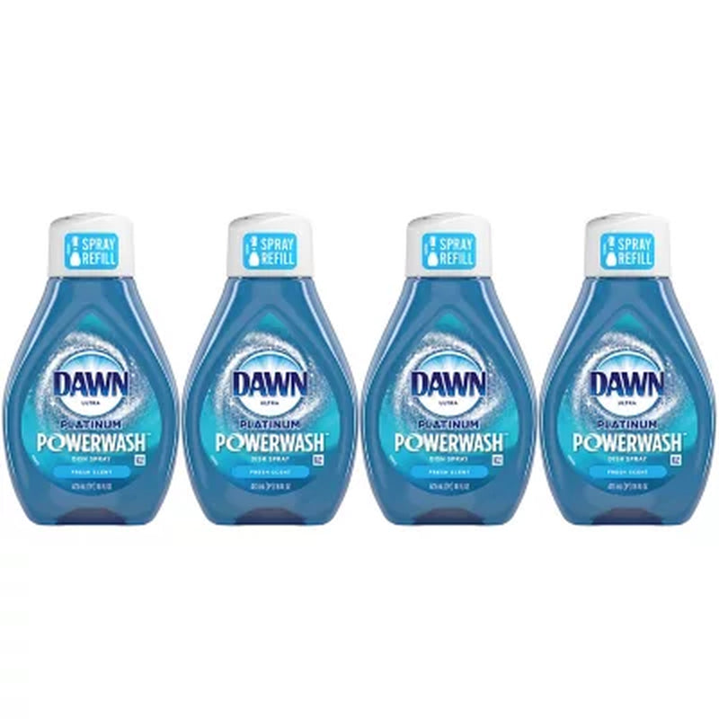 Dawn Platinum Powerwash Dish Soap Spray, Fresh Scent, 4 Refills, 64 Fl. Oz.