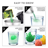 NATIONAL GEOGRAPHIC Mega Crystal Growing Lab, Grow 8 Vibrant Colored Crystals, Includes 5 Real Gemstone Specimens, Light-Up Display Stand & Guidebook