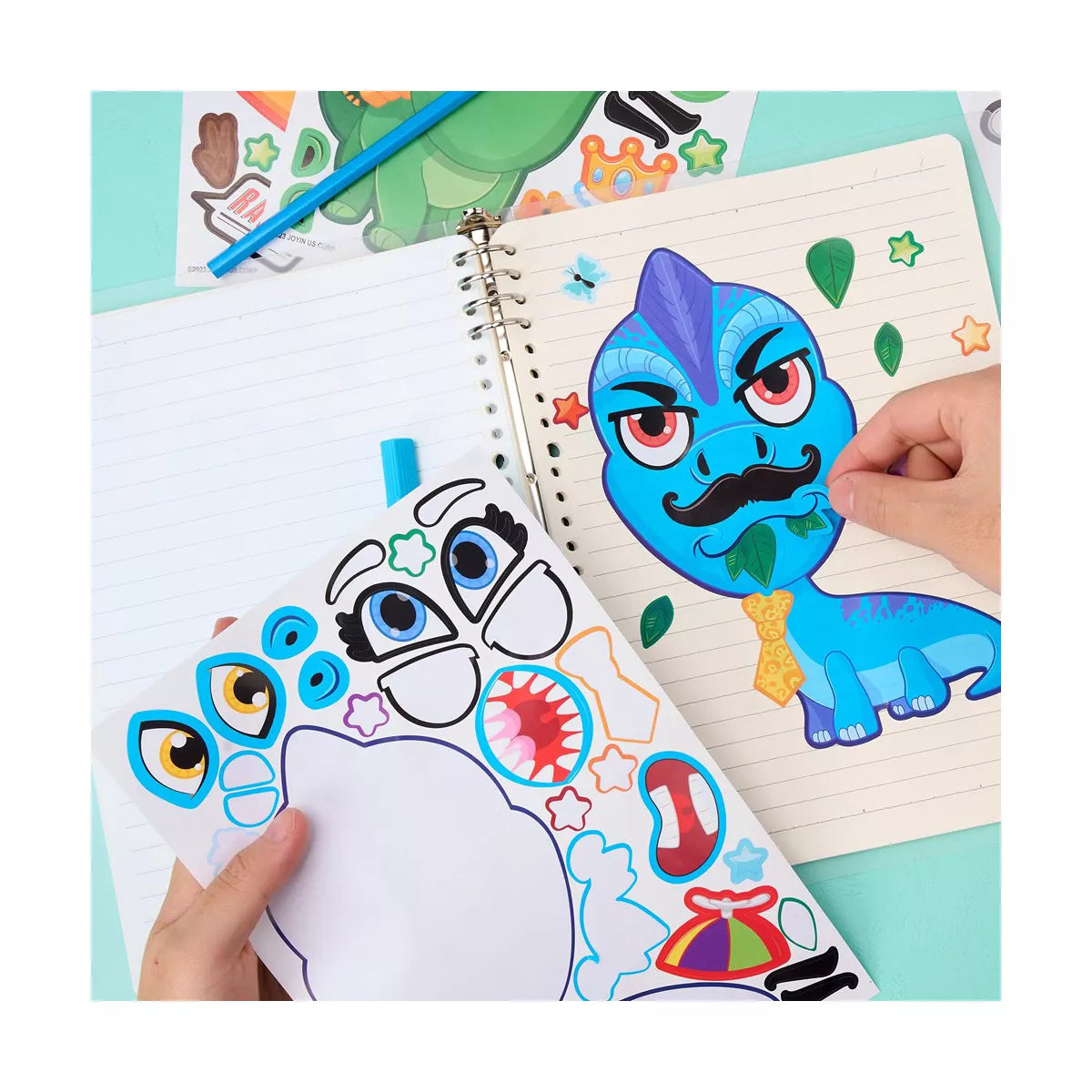 24PCS Make-A-Face Dinosaur Sticker Sheets for Kids, Make Your Own Animal and Match Sticker Sheets with Fantasy Animals Kids Party Favor Supplies Craft