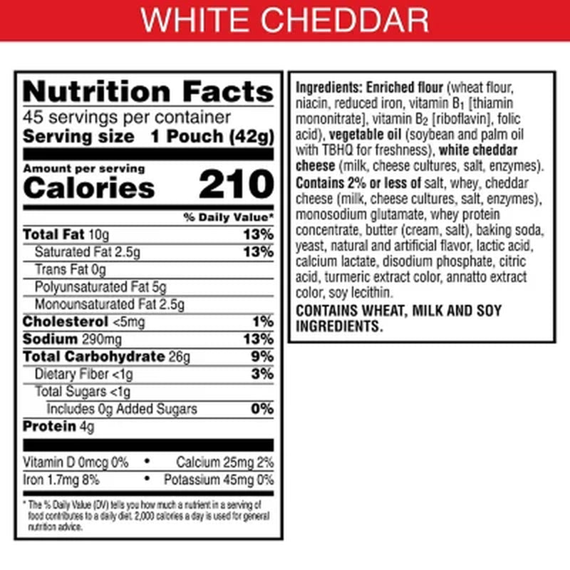 Cheez-It White Cheddar Snack Packs, 1.5 Oz., 45 Pk.