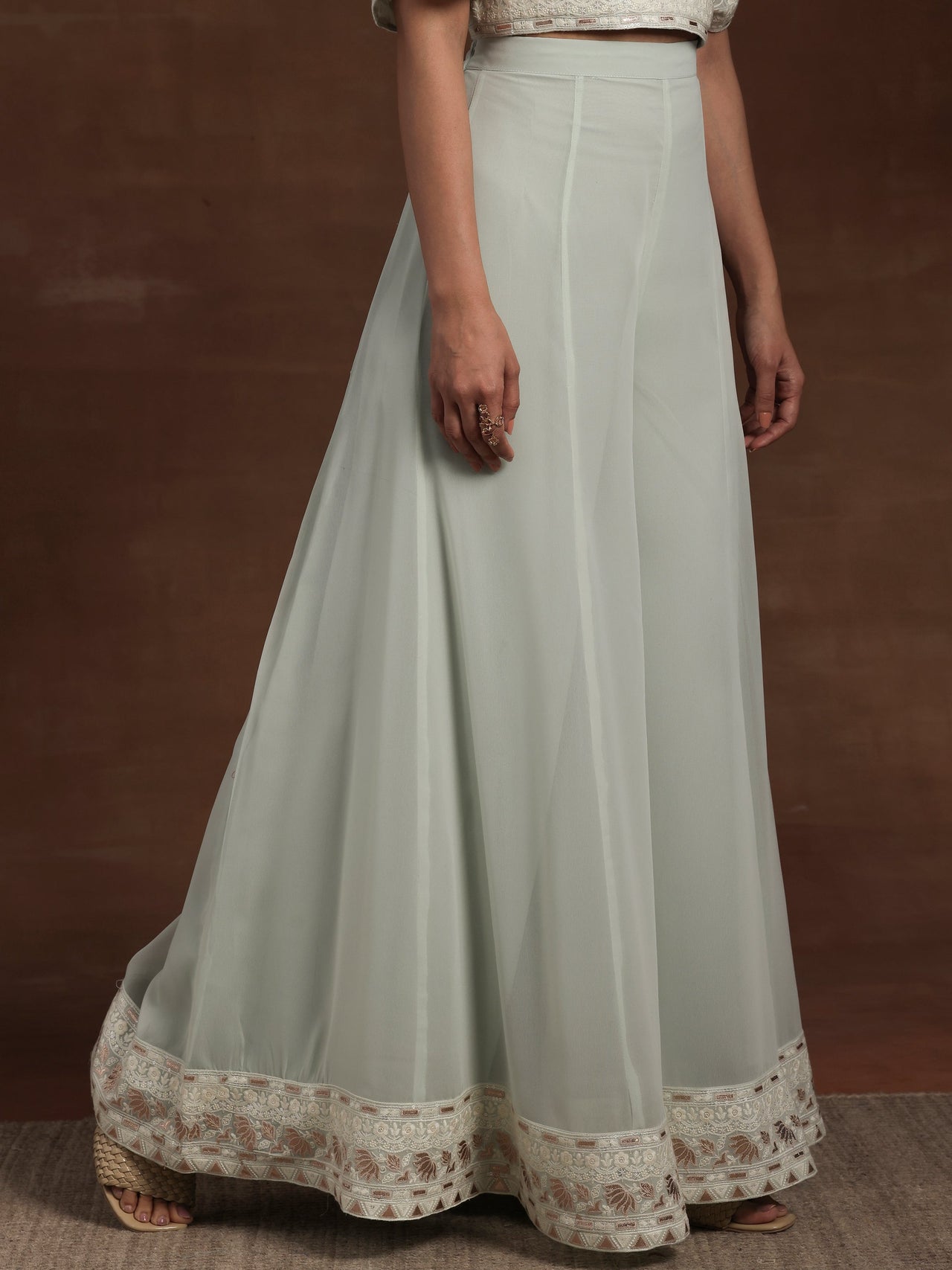 Libas Art Green Embroidered Georgette 3 Piece Co-Ords